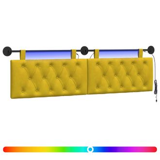 vidaXL Cabecero Colgante Con Luz Led Amarillo Terciopelo Vidaxl