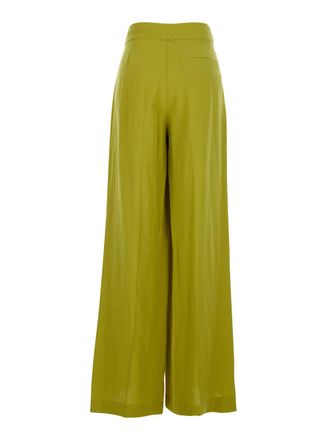 Twinset Womens Wide-Leg Trousers Green Lyocell