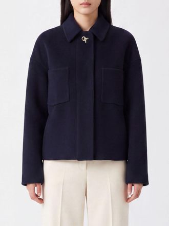 Fabiana Filippi Short Single-Breasted Coat in Pure Virgin Wool with Classic Collar