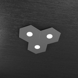 Top-Light Top-light - Plafoniera Industrial-Minimal Hexagon Metallo Antracite 3 Luci Led 12X3W