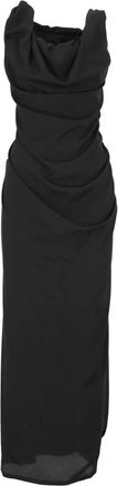 Vivienne Westwood Zwarte Mouwloze Jurk met Voorkant Draperie - Dames - Maxi kleedjes - Zwart - L - Kleedjes