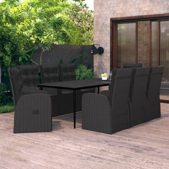 vidaXL Juego De Comedor De Jard&iacute;n 9 Piezas Con Cojines Negro Vidaxl