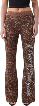 True Religion Crystal Lace Waist Bootcut Pants in Leopard at Nordstrom, Size Xx-Large
