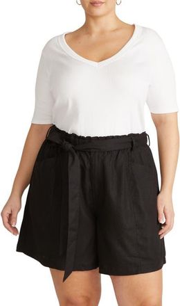Universal Standard V-Neck Elbow Sleeve Cotton T-Shirt in White at Nordstrom, Size Xl