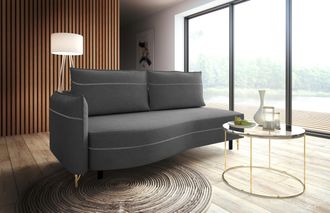 Exxpo Sofa Fashion Loungesofa »Ortis mit toller Kontrastnaht, Solitärmöbel, bequem, schmale Armlehne« Schlafsofa mit Bettfunktion und Bettkasten, komfortabler Federkern