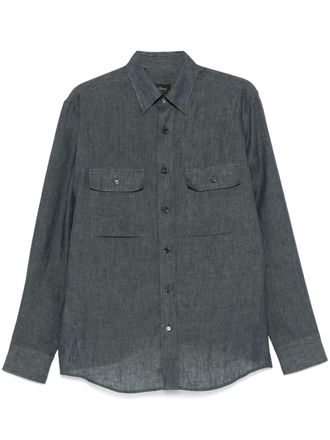 Brioni linen shirt - men - Linen/Flax - S - Blue