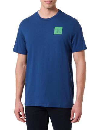 Calvin Klein Mens Short Sleeve Gradient Monogram Logo Cotton T-Shirt, Blue (Blue Jean), M