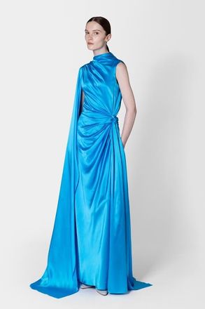 Roksanda Ilincic Orien Silk Floor Length Dress in Agua at Nordstrom, Size 0