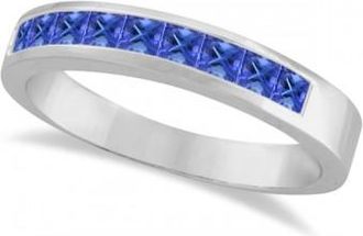 Allurez Princess-Cut Channel-Set Stackable Tanzanite Ring 14k White Gold (1.00ct)