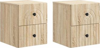 vidaXL Mesita De Noche De Pared 2 Uds. Roble Sonoma 33 X 34,5 X 40 Cm Vidaxl