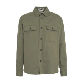 Paolo Pecora Gabardine Overshirt met Logo Details - Heren - Zomerjassen - Groen - M - Jassen