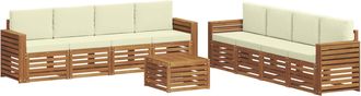vidaXL Conjunto De Sof&aacute;s De Exterior 9 Uds. Natural Y Crema Vidaxl