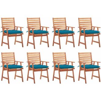 vidaXL Sillas De Comedor Para Jard&iacute;n 8 Pc Con Almohadillas Masivas