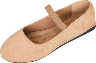 Generic Womens Flats Comfortable Ballet Flats Solid Color Lightweight Stylish Slip On Casual Versatile Breathable Mary Jane Shoes Outdoor Leisure Khaki