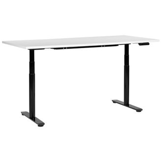 Beliani Beliani - Escritorio De Altura Regulable El&eacute;ctrico Dise&ntilde;o Moderno Patas Redondas 180 X 80 Cm Tablero Blanco Soporte De Acero Negro Destinas