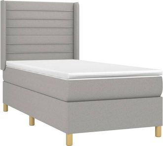 vidaXL Vidaxl - Cama Box Spring Colch&oacute;n Y Luces Led Tela Gris Claro 100x200 Cm