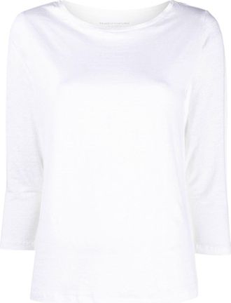 Majestic Filatures crop-sleeve T-shirt - women - Linen/Flax/Elastane - 0 - White