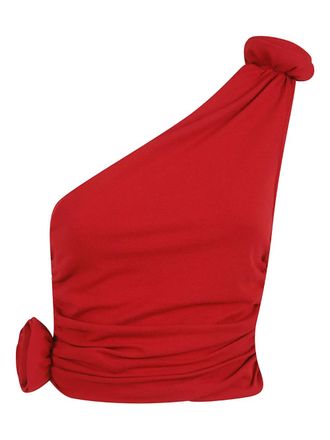 Magda Butrym knot-detail one-shoulder blouse - women - Viscose/Elastane - 36 - Red