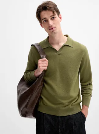 Le 31 Mens Johnny collar minimalist sweater