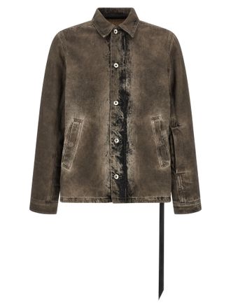 Rick Owens Gray Cotton Denim Mens Jacket