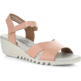 FLY London Olla Ankle Strap Wedge Sandal in Pink at Nordstrom, Size 10-10.5Us