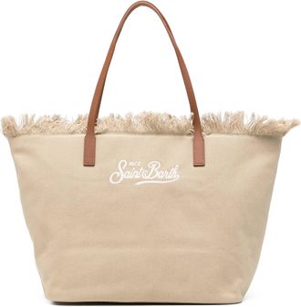MC2 Saint Barth Mid Fringe Canvas Tote Bag with Logo Detail