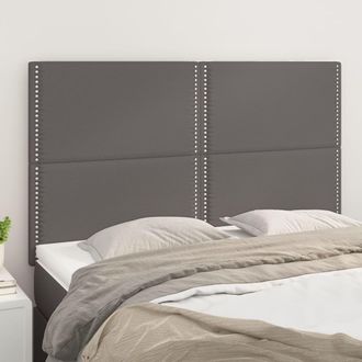 vidaXL Cabeceros 4 Unidades Cuero Sint&eacute;tico Gris 72x5x78/88 Cm Vidaxl