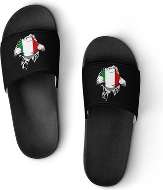 Generic Italian Flag Shower Shoes Slipper for Women Men Beach Slippers Quick Drying Non Slip Open-Toe Sandals