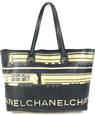 Chanel Black Pvc Leather Shoulder Bag Tote Bag (Pre-Owned)