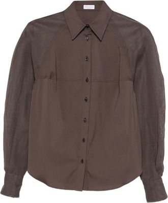 Brunello Cucinelli Sheer-panel Long-sleeve Shirt