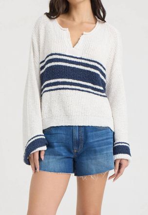 Vintage Havana Bell Sleeve Oversized Sweater In Ivory With Navy Stripe