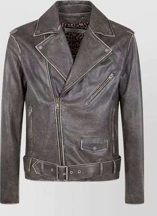 Golden Goose distressed bull leather chiodo jacket