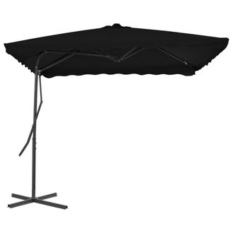 Berkfield Home Outdoor Parasol with Steel Pole Black 250x250x230 cm | Size: 250 x 250 x 230 cm