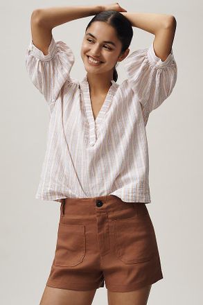 Maeve Colette European Linen Stretch High-Rise Shorts