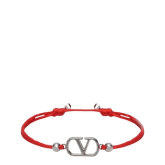 Valentino Garavani Accessoires, Heren, Rood, ONE Size, Katoen, VLogo Signature Katoenen Armband