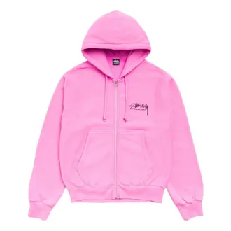St&uuml;ssy Beach Roots Zip Hoodie Garment Dyed Pink 1975198-PINK