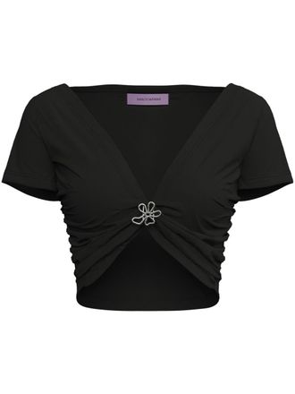 MACCAPANI Top crop Angela con arricciatura - Nero