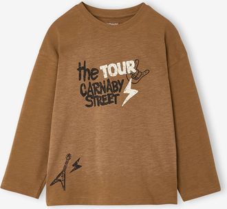 Vertbaudet Jungen Langarmshirt mit Print vorn cappuccino