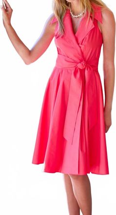 Finley Typewriter Cloth Trench Dress In Coral