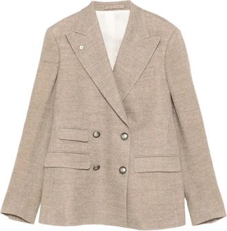 Luigi Bianchi Mantova Blazer met dubbele rij knopen en zakken - Beige