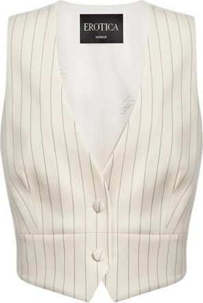 Dondup Gilet met krijtstreep - Dames - Gillet - Wit - S - Wol - Kostuums