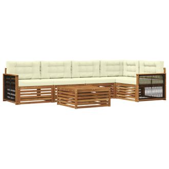 vidaXL Conjunto De Sof&aacute;s De Exterior Con Coj&iacute;n 6 Pcs Natural Y Crema Vidaxl
