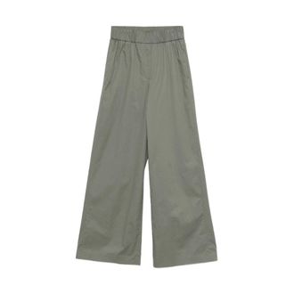 PESERICO Peserico, Wide Trousers, female, Green, Size: XL Elastic-Waist Wide Trousers