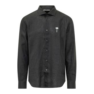 Palm Angels Casual Shirts, male, Black, Size: XL Logo Regular Shirt