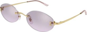 Cartier Ovale zonnebril - Dames - Zonnebrillen - Geel - 55 MM - Nylon - Accessoires