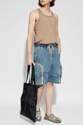 Rick Owens Cargo-style Denim Shorts, Mens, Blue