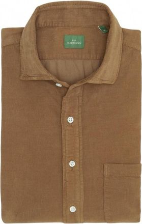 Sid Mashburn Mens Spread Collar Sport Shirt In Brown Corduroy