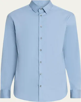 Giorgio Armani Mens Cotton-Blend Poplin Button-Front Shirt