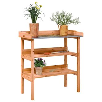 vidaXL Vidaxl - Mesa Para Plantas Con Estantes Madera Abeto Marr&oacute;n 78x38x82,5cm