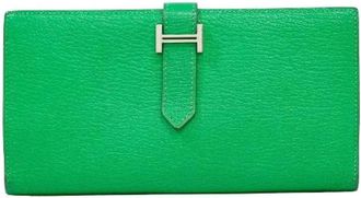 Herm&egrave;s Pre-owned Wallets, female, Green, Size: ONE SIZE Pre-owned Bearn Wallet